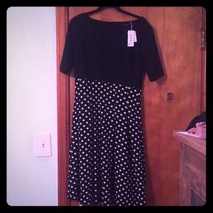 Vintage style black and white polka dot dress